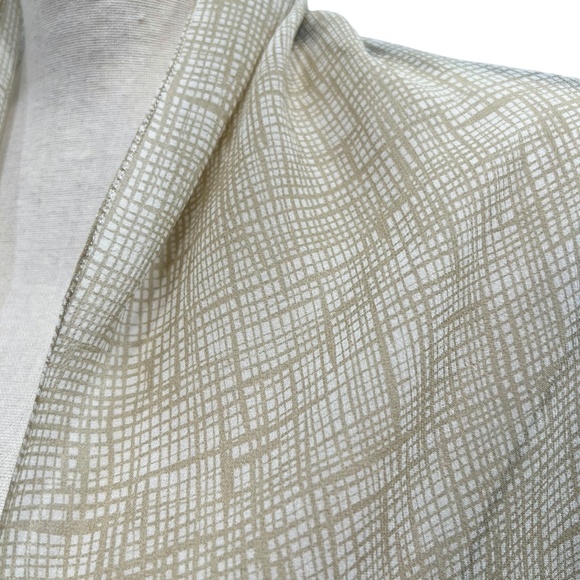 VINTAGE GO SILK 100% SILK RECTANGLE SCARF ABSTRACT CHECK PRINT IN IVORY & BEIGE - Picture 5 of 11
